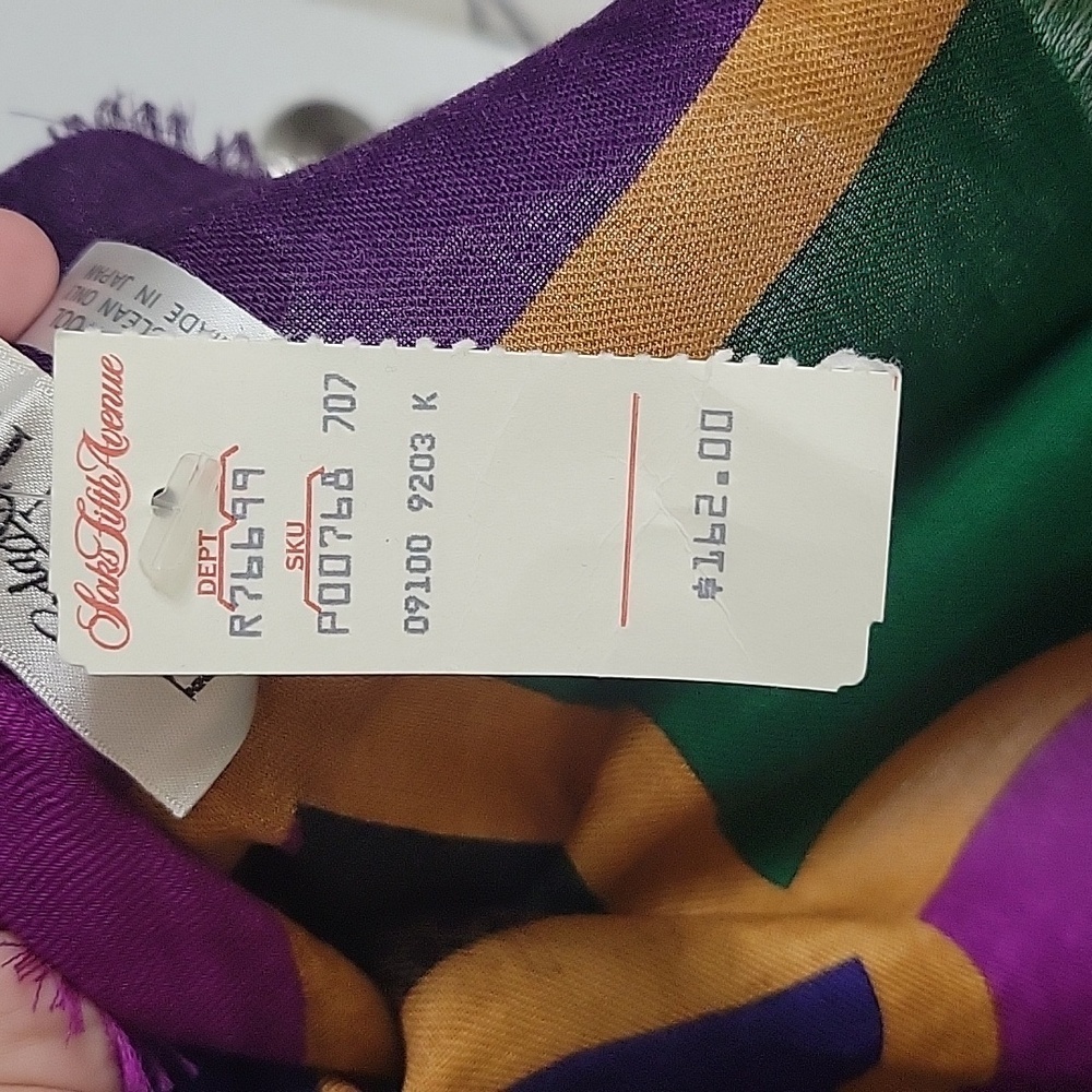 NWT Vintage 100% Wool Linda Allard Ellen Tracy Saks 5th Avenue Duck Print Scarf - Picture 5 of 6